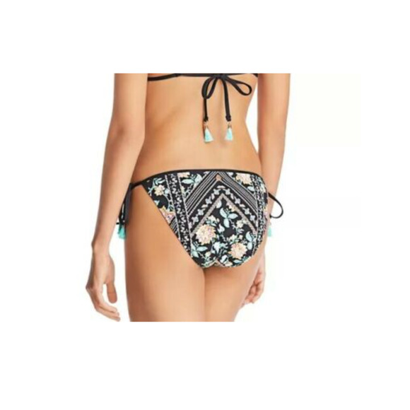 Nanette Lepore Swim Bikini Bottom Diamond Vines Wamp Black Side Tie Sz 8 NWT - Picture 2 of 5